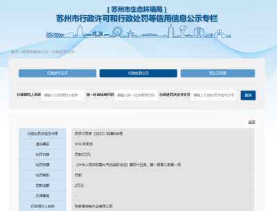 張家港微森木業被生態環境部門處罰